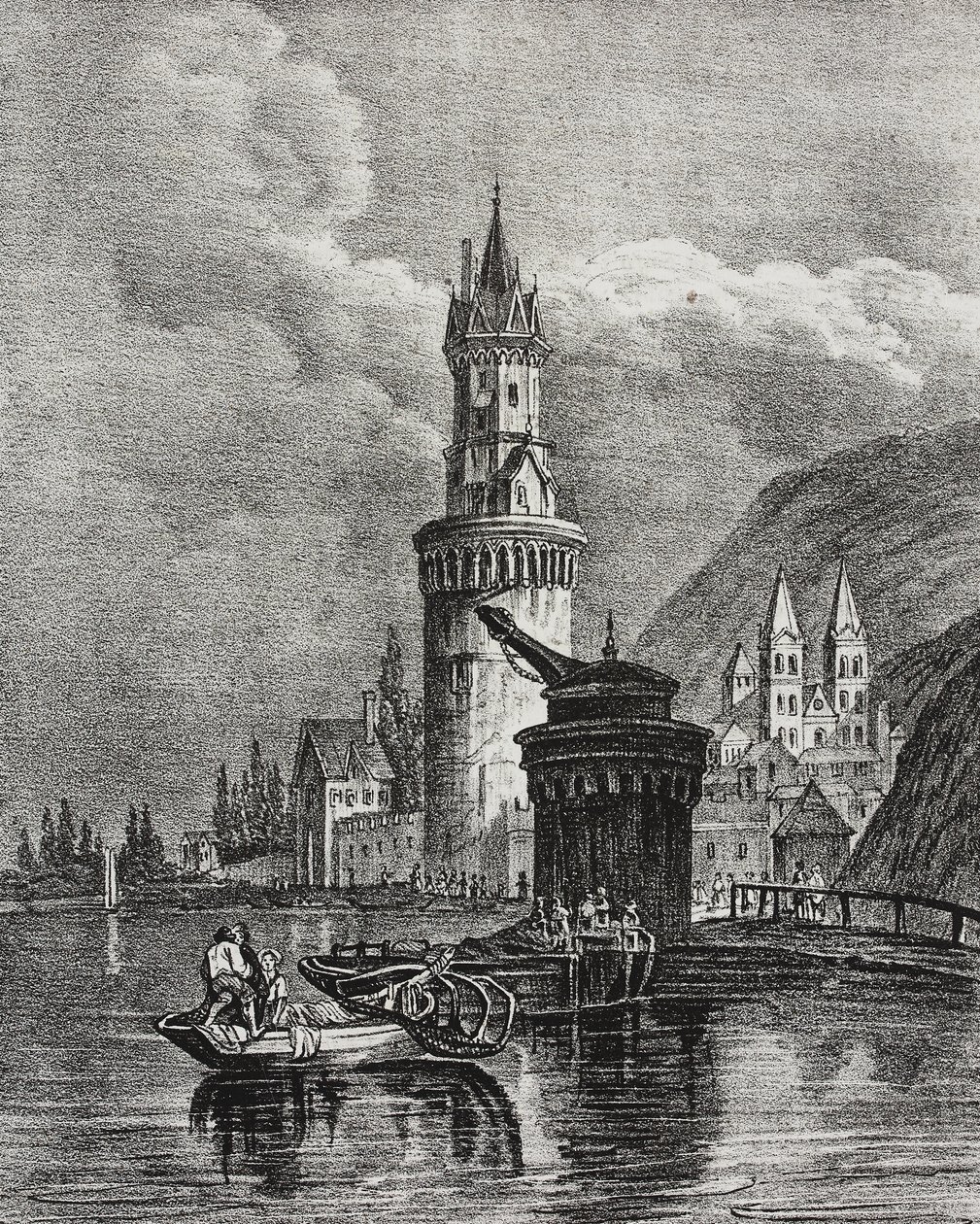 Uitzicht op Andernach, Duitsland, lithografie door Salvatore Puglia uit Poliorama Pittoresco, nr. 45, 17 juni door Salvatore Puglia