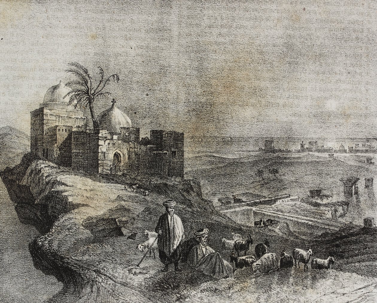Uitzicht op Tyrus, Libanon, lithografie door Salvatore Puglia uit Poliorama Pittoresco, nr. 24, 21 januari door Salvatore Puglia