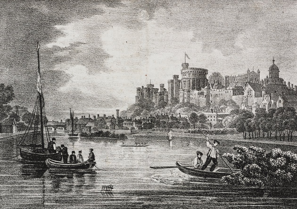 Uitzicht op Windsor Castle, Engeland, Verenigd Koninkrijk, lithografie door Salvatore Puglia uit Poliorama Pittoresco, nr. 32, 15 maart door Salvatore Puglia