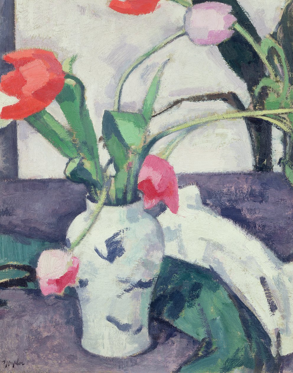 Stilleven: Tulpen in een Chinese vaas, 1924 door Samuel John Peploe