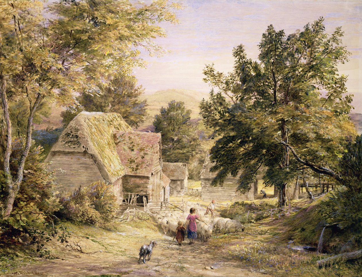 Een boerenerf bij Princes Risborough, 18456 door Samuel Palmer