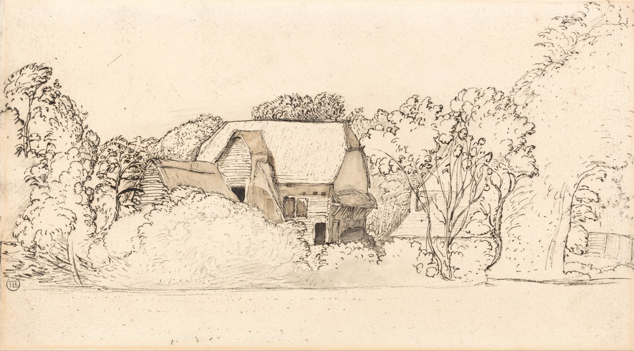 Een oude schuur in Shoreham door Samuel Palmer