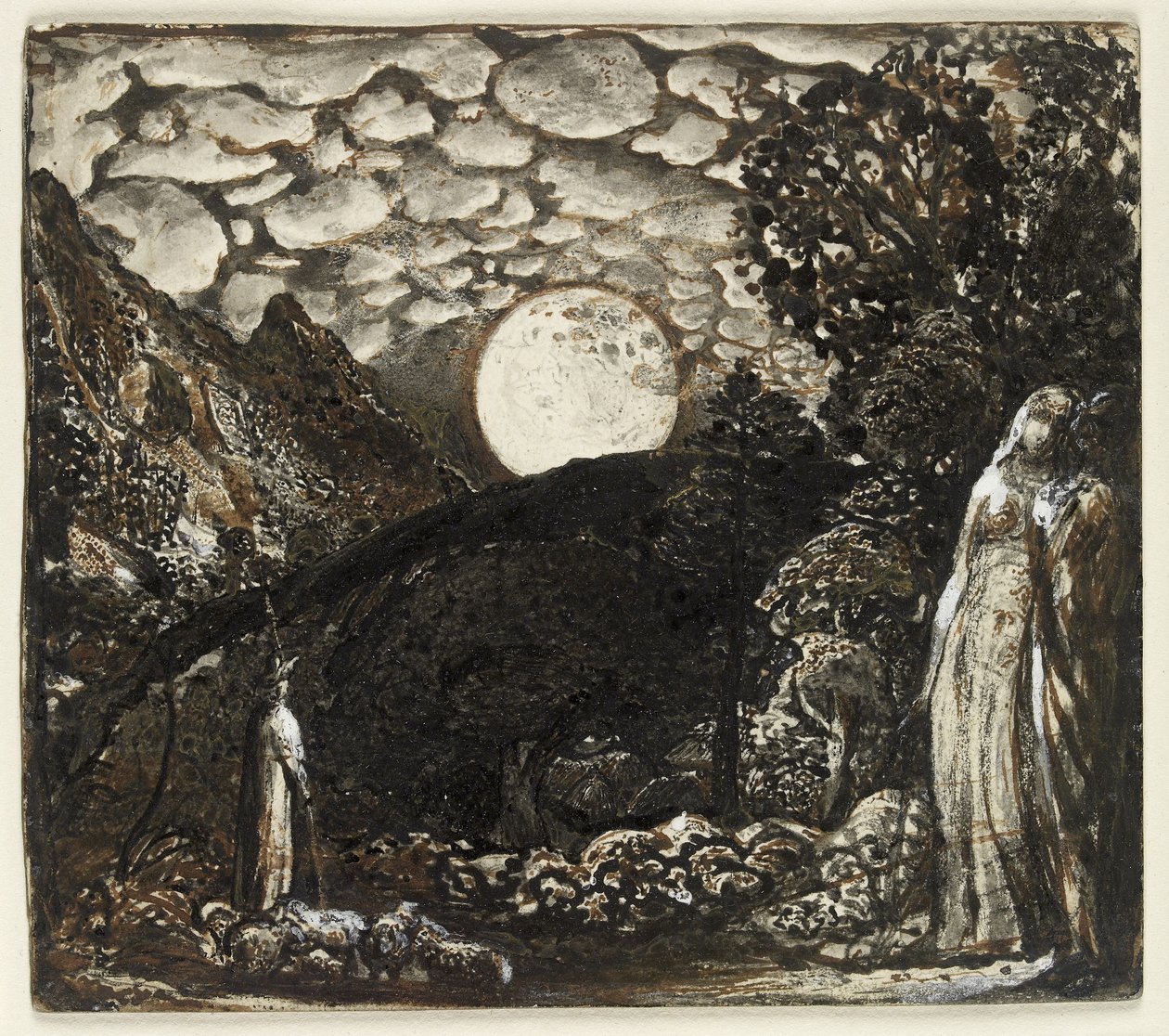Herders onder een Volle Maan, c.1829-30 door Samuel Palmer