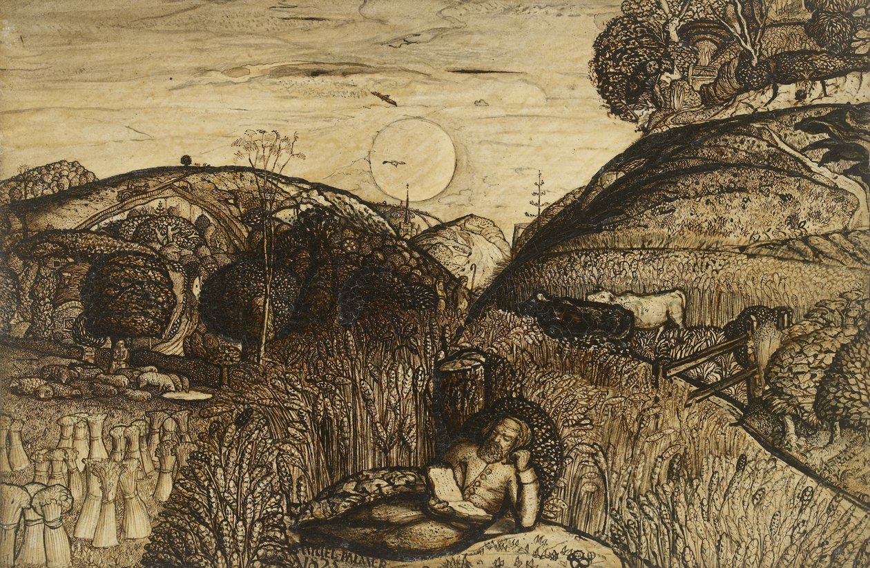 De vallei vol met koren, 1825 door Samuel Palmer