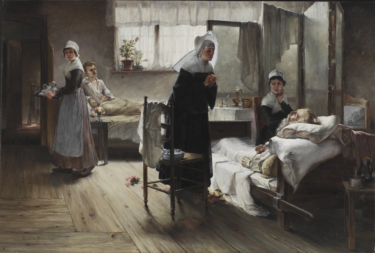 Evangeline ontdekt haar Verloofde in het Ziekenhuis, 1887-89 door Samuel Richards