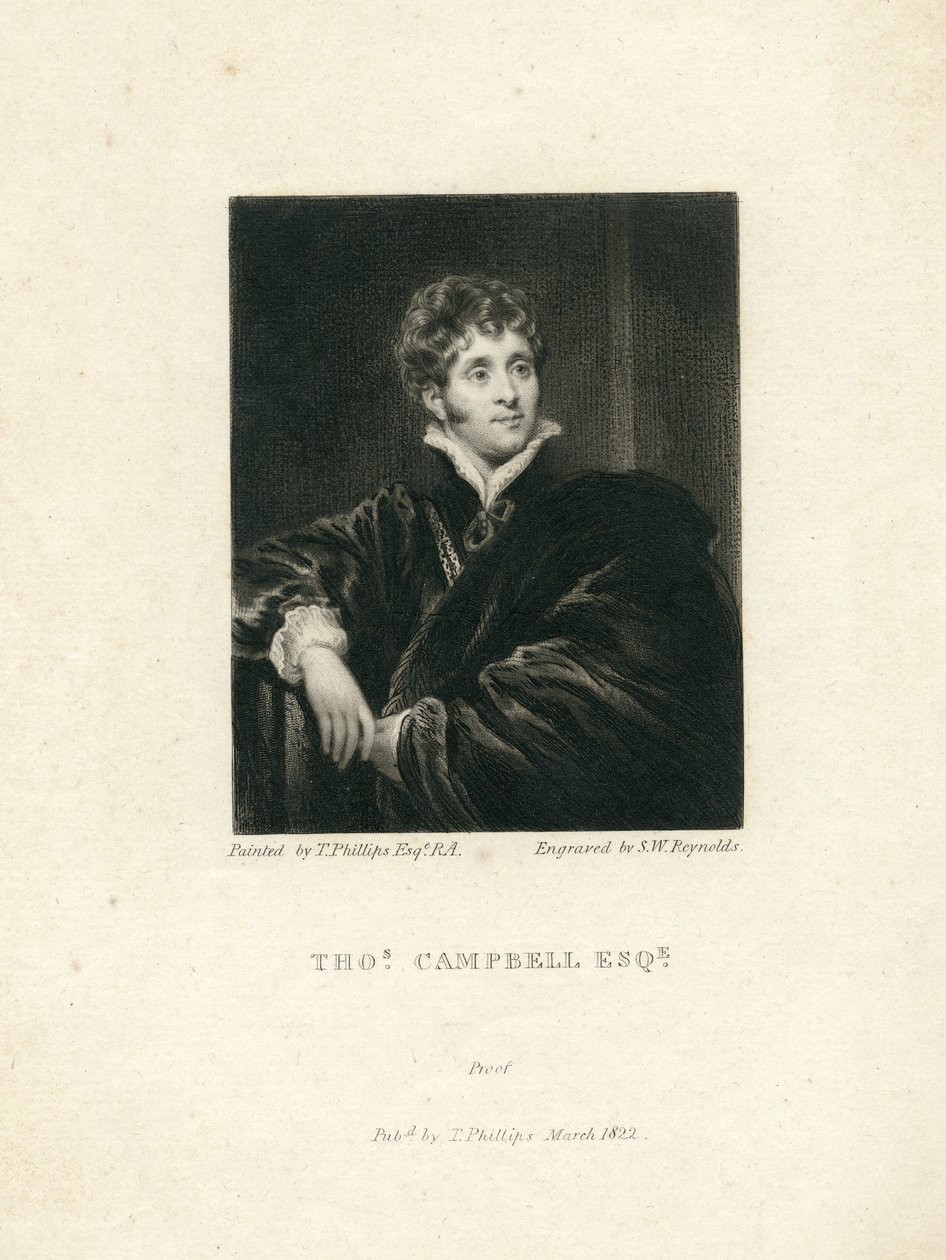 Thomas Campbell, 1818 (mezzotint) door Samuel William I Reynolds