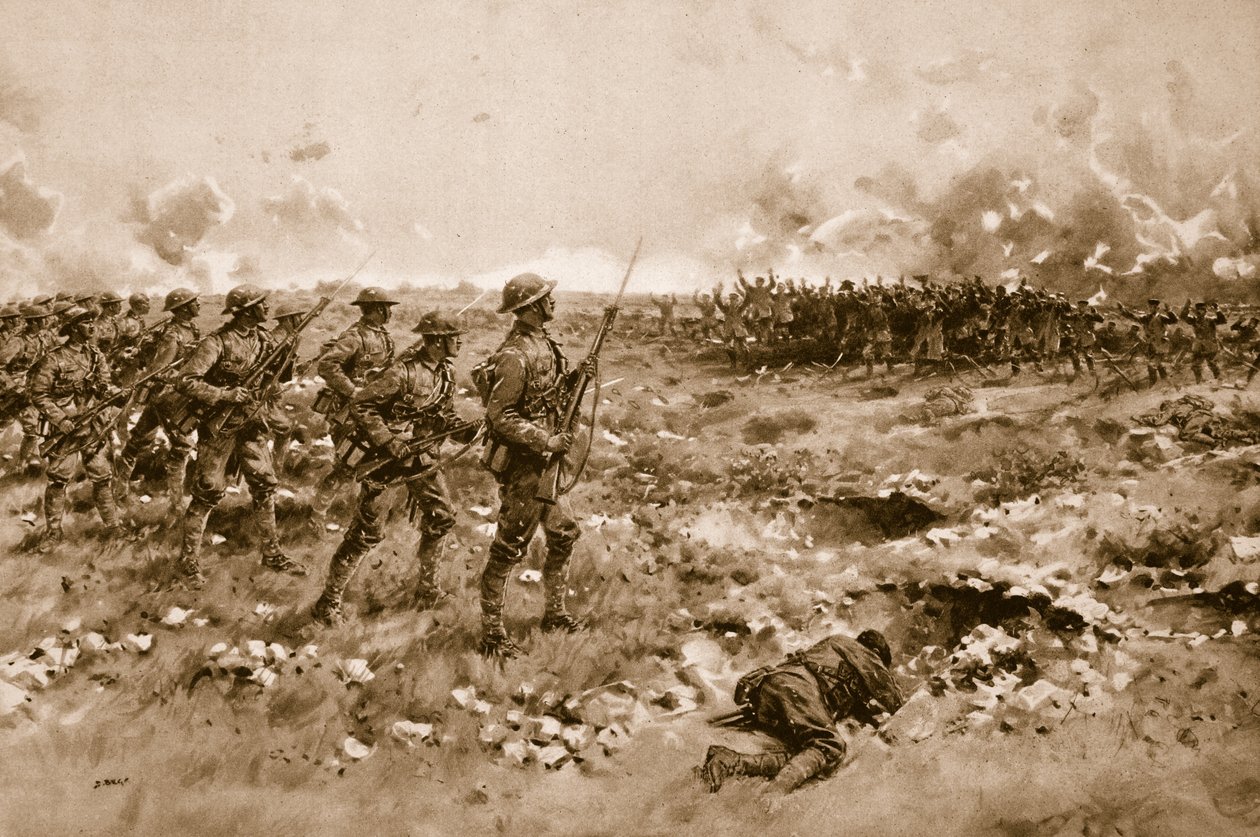 Hun laatste hoop: Gedemoraliseerde Duitse soldaten smeken om genade van de oprukkende Britse troepen door Samuel (after) Begg