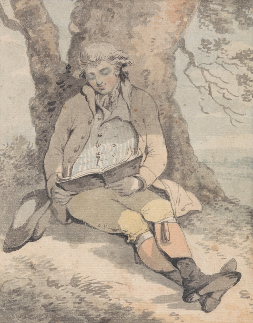 P. Wilkinson Esq. Zittend Onder de Schaduw van een Eik Leren Fluiten door Samuel Alken