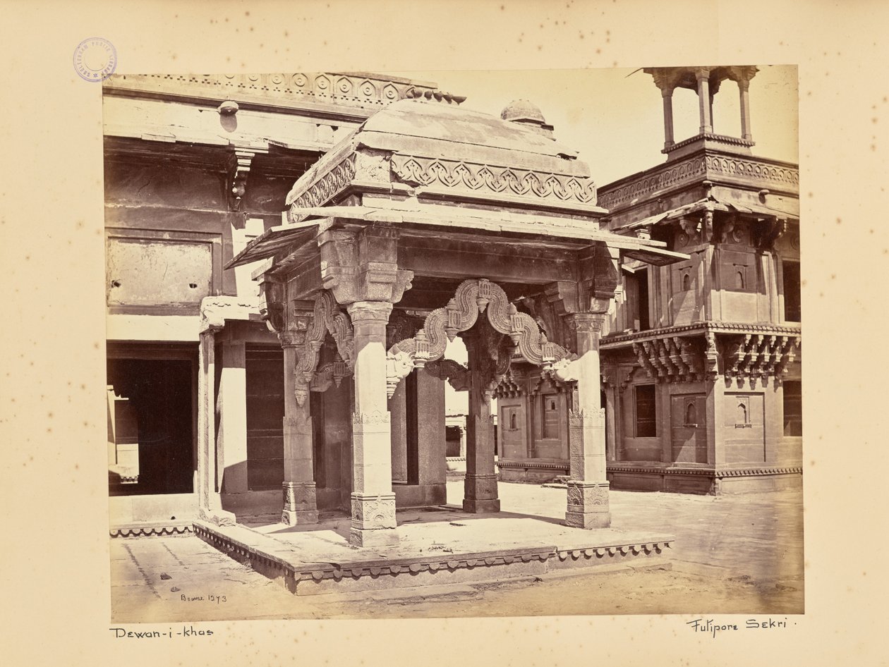Fatehpur Sikri; Guru-ki-Mandi of tempel van de hindoeheilige door Samuel Bourne
