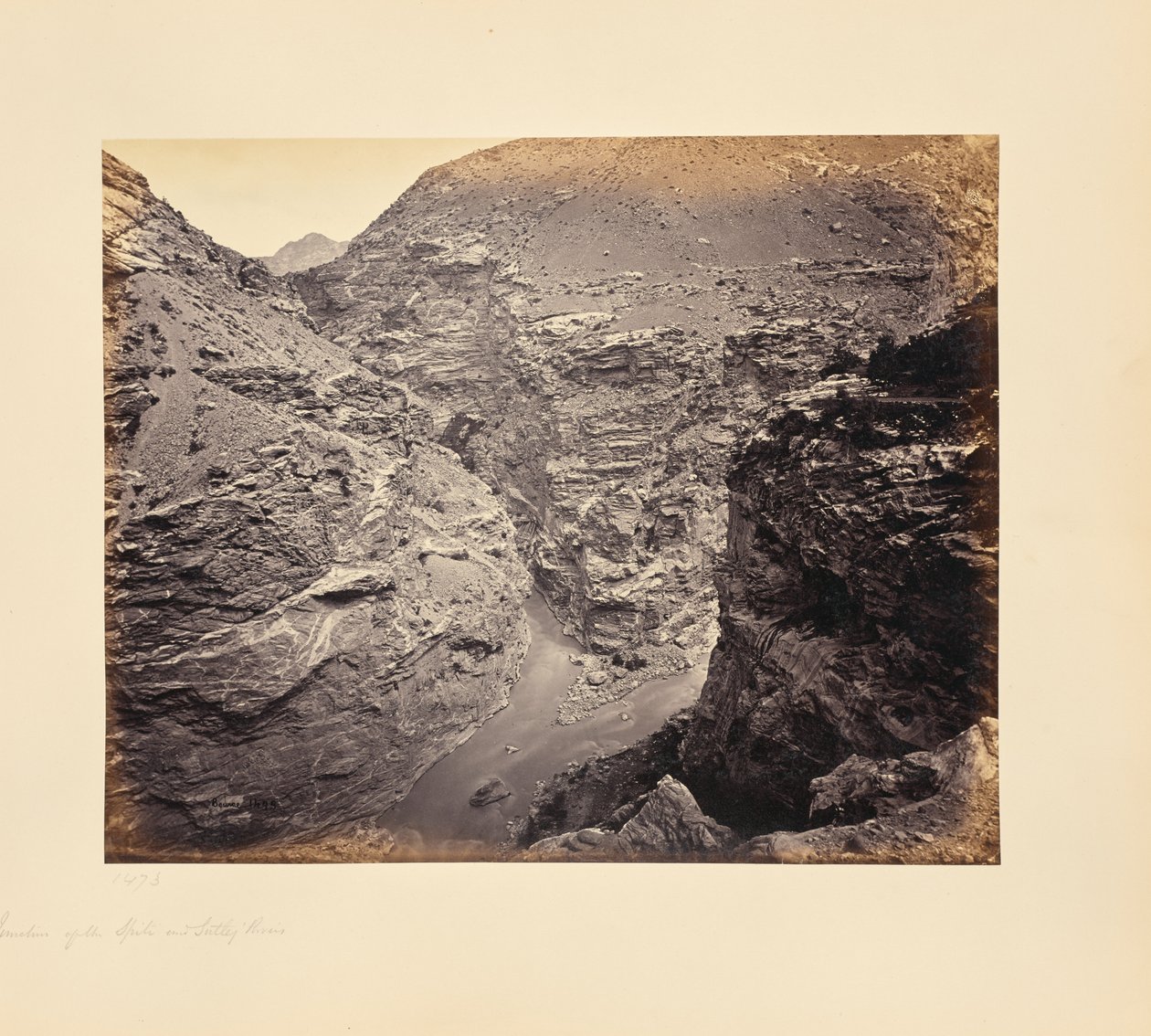 De kruising van de rivieren Spiti en Sutlej door Samuel Bourne