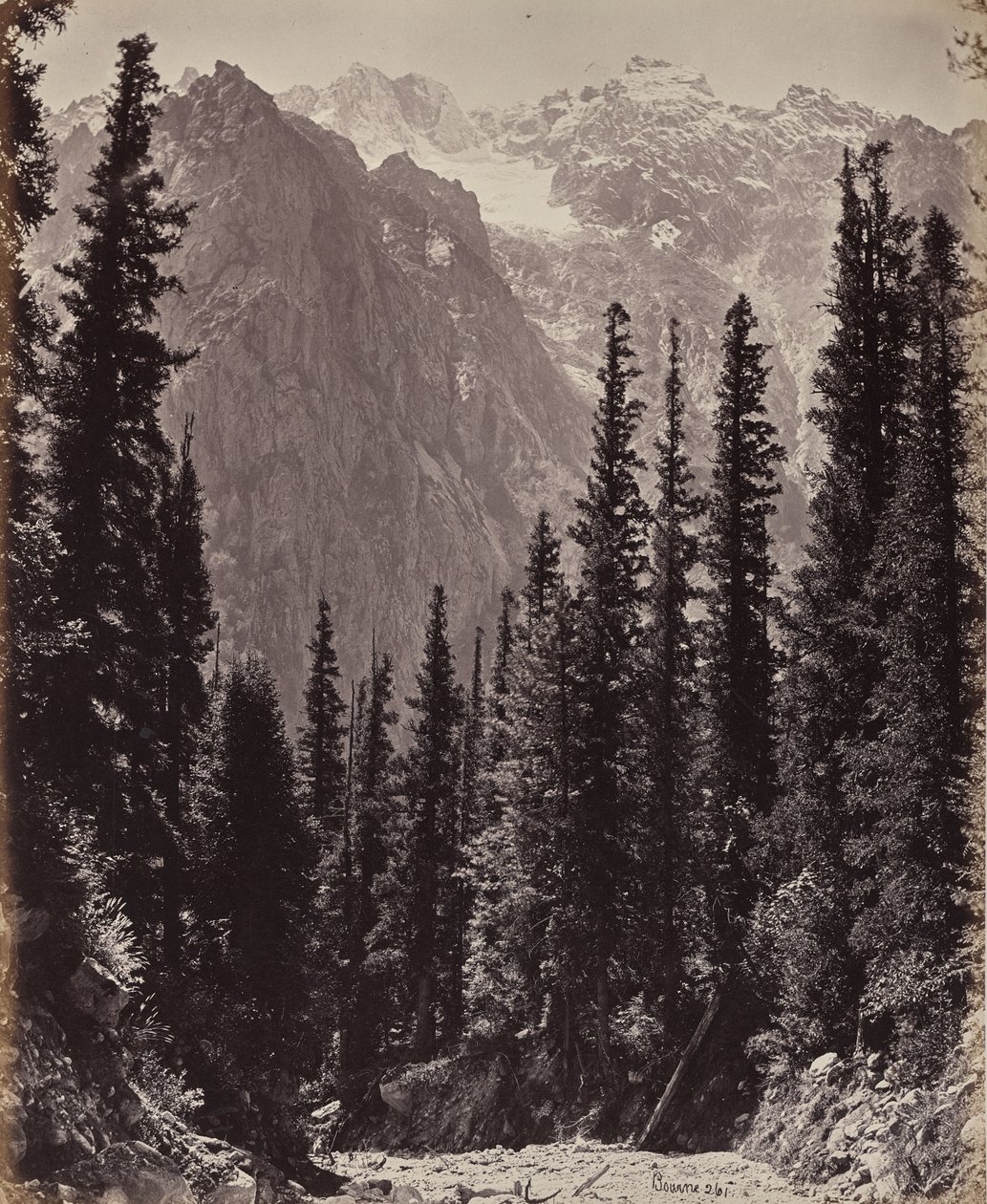 De Hoge Himalaya. Gezicht in de Manga-vallei door Samuel Bourne