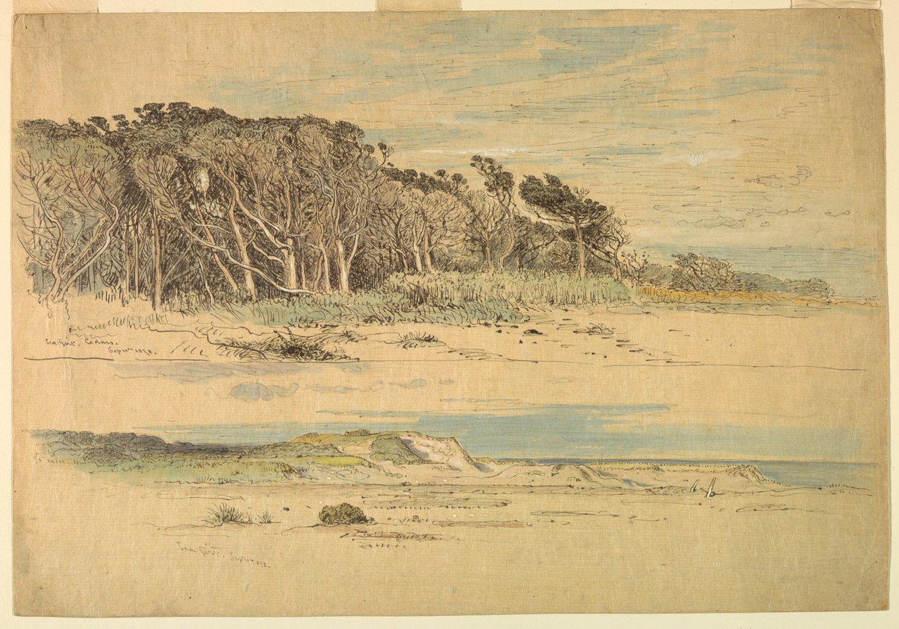 Tekening, Sea Girt, New Jersey, 11 september 1878 door Samuel Colman