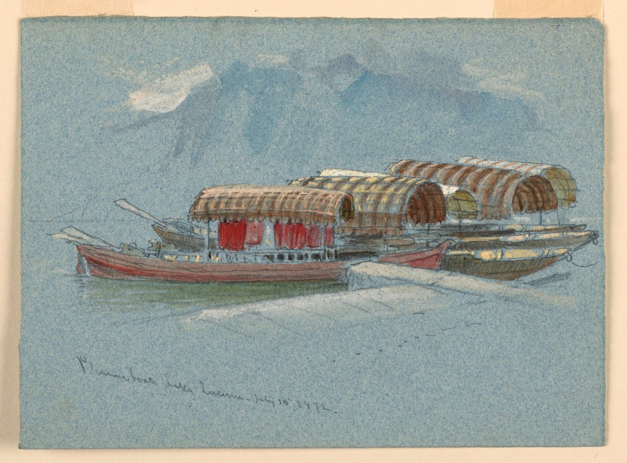 Tekening, Schetsen. Plezierboten, Vierwoudstrekenmeer, Zwitserland, 10 juli 1872 door Samuel Colman
