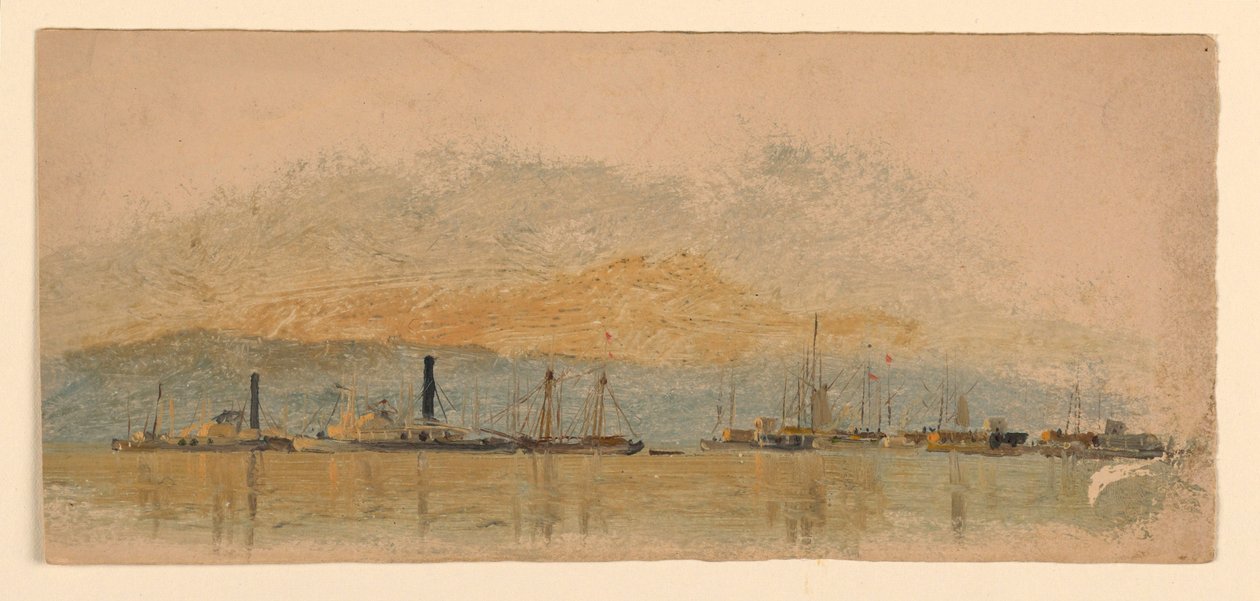 Tekening, Schetsen. Schepen, ca. 1860 door Samuel Colman
