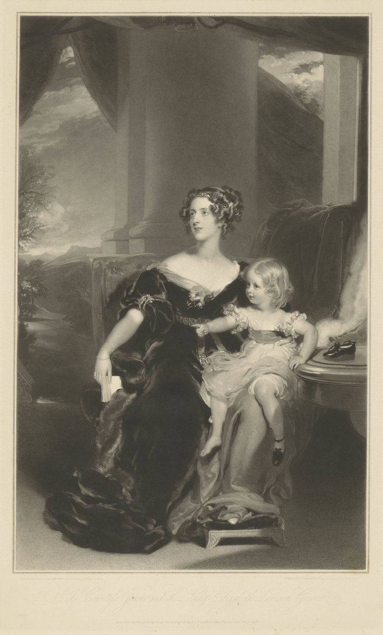 Portret van Harriet, Gravin Gower, en haar dochter door Samuel Cousins