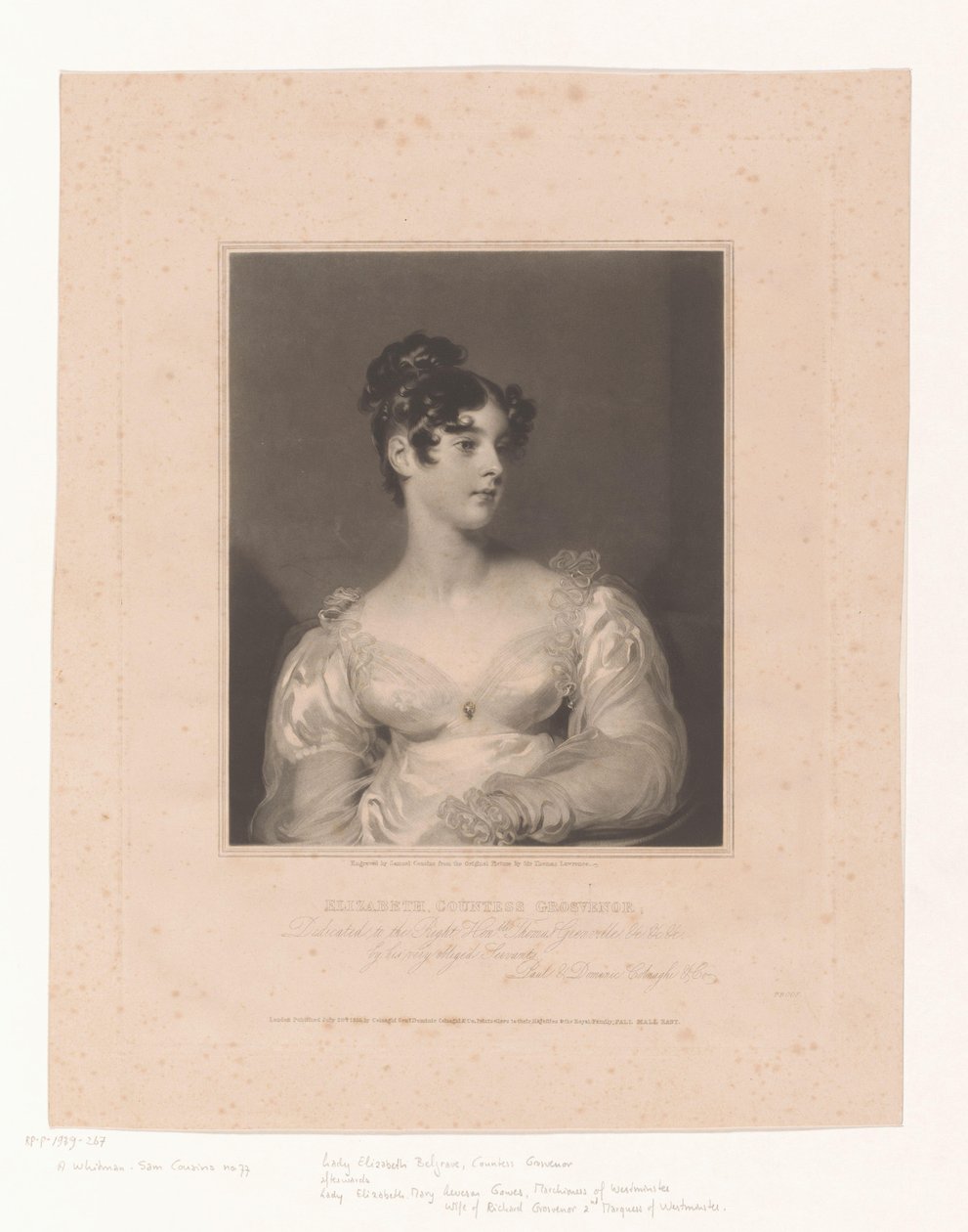 Portret van Elizabeth Leveson-Gower door Samuel Cousins