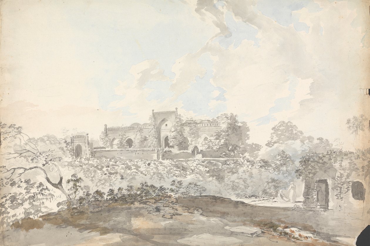 Oude moskee in Rajemahl [Rajmahal] door Samuel Davis