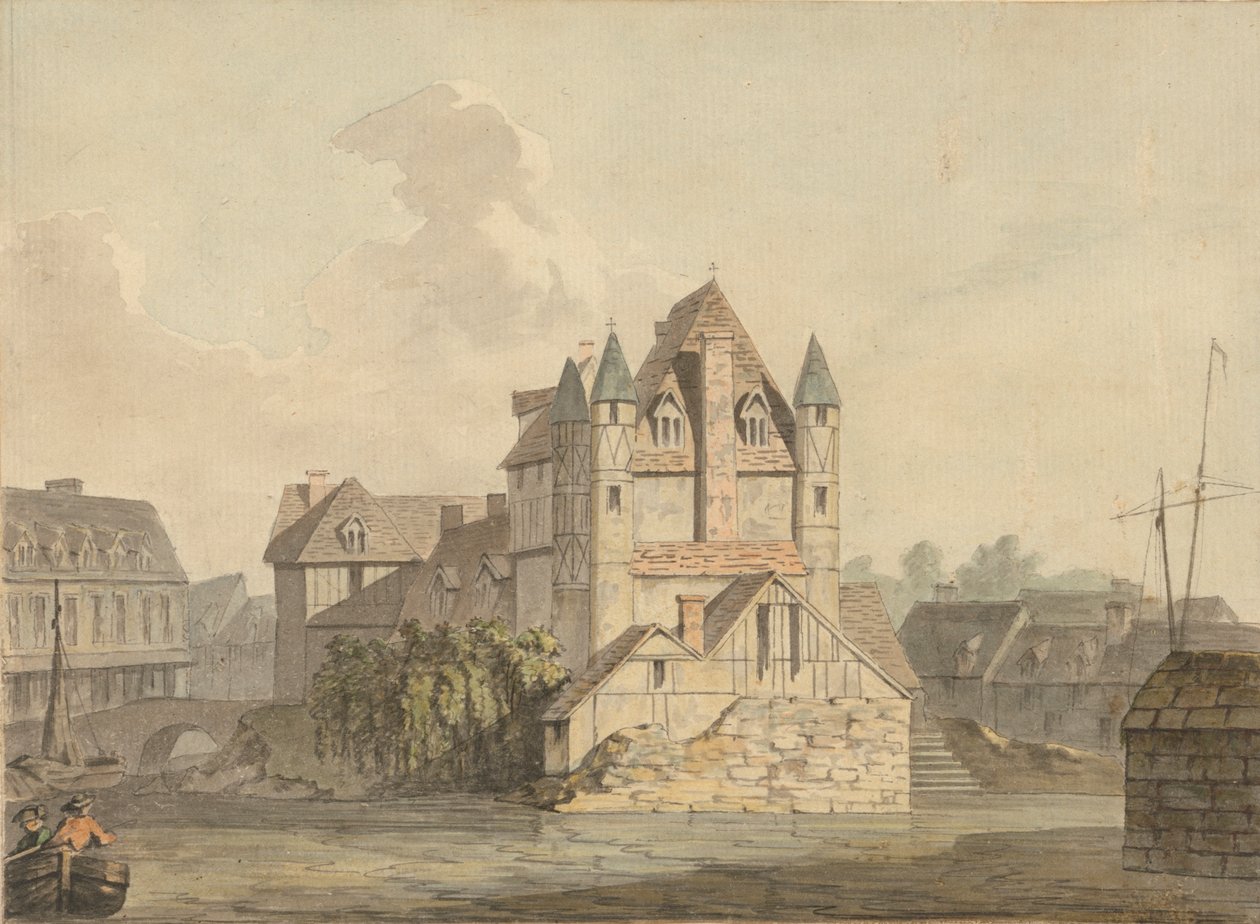 Het einde van de verwoeste brug in Rouen door Samuel Davis