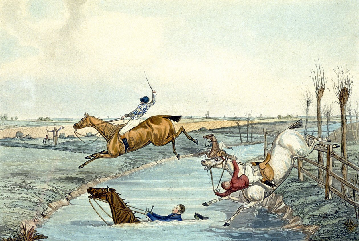 Tweede mijl, uit Steeplechasing (gegraveerd door Charles Hunt) door Samuel Henry (after) Alken