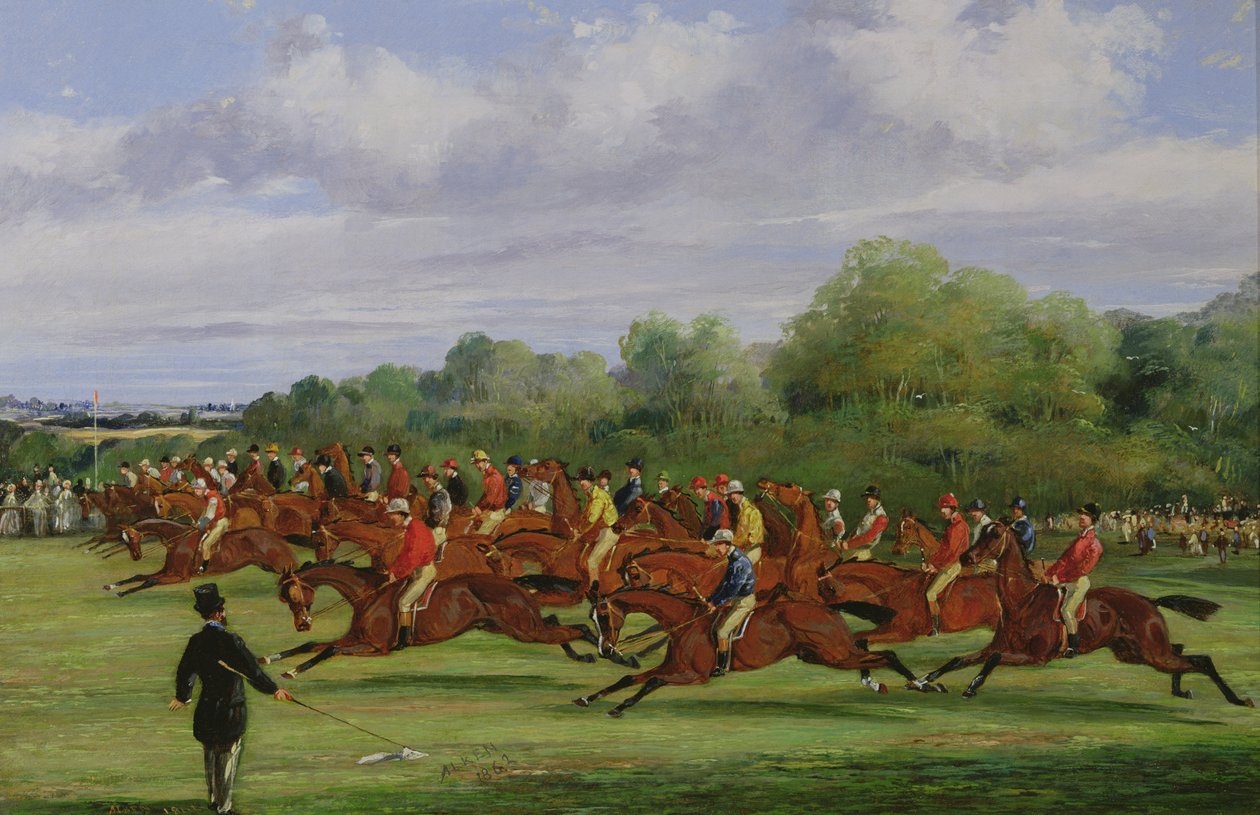 De Start van de Derby van 1862, 1862 door Samuel Henry Alken