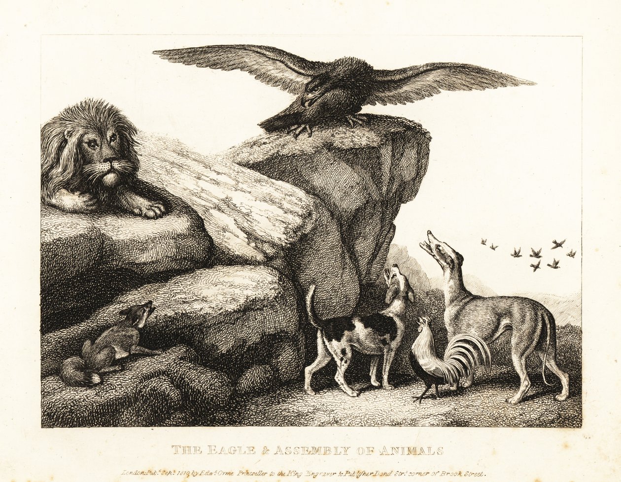 Jupiters vogel waarschuwt een vergadering van dieren. 1811 door Samuel Howitt