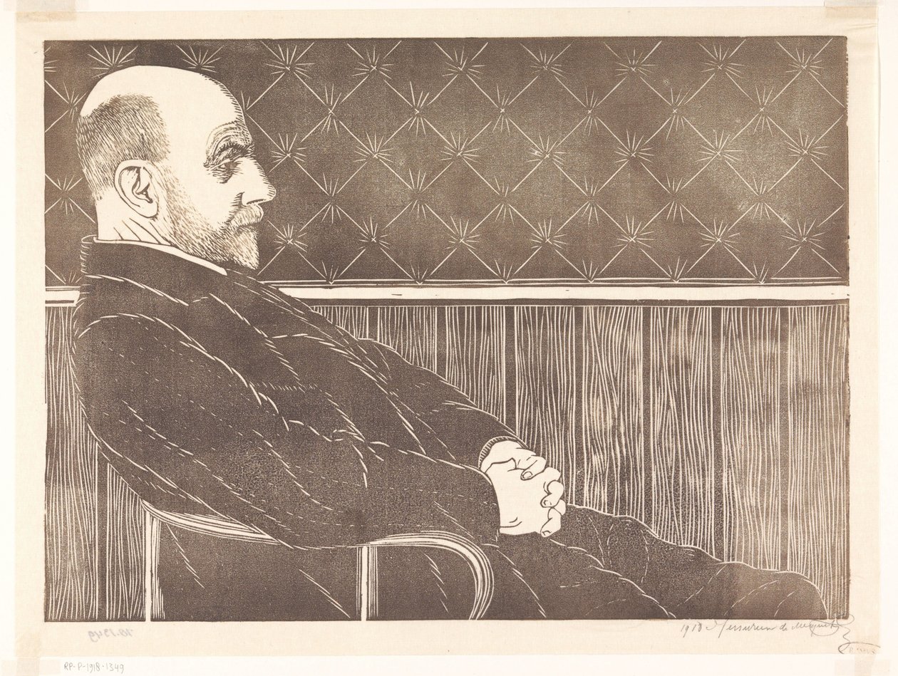 Portret van Maurits van der Valk door Samuel Jessurun de Mesquita (signed by artist)