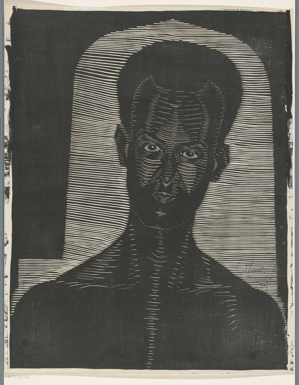 Portret van een onbekende man door Samuel Jessurun de Mesquita (signed by artist)
