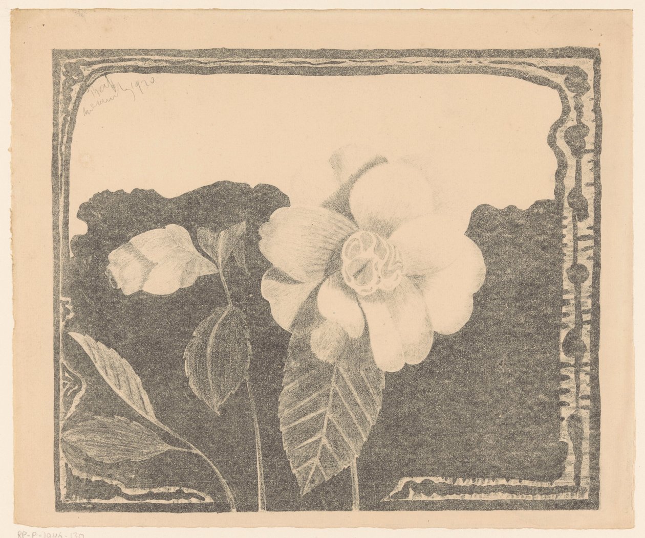 Camelia, links een bloem in knop door Samuel Jessurun de Mesquita