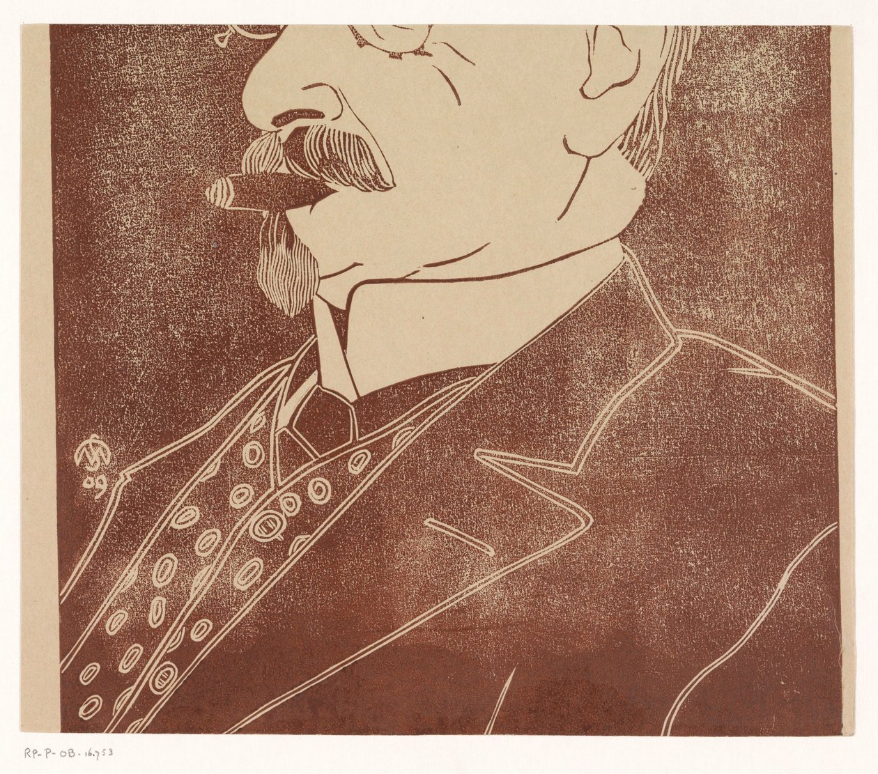 Portret van een onbekende man met sigaar door Samuel Jessurun de Mesquita