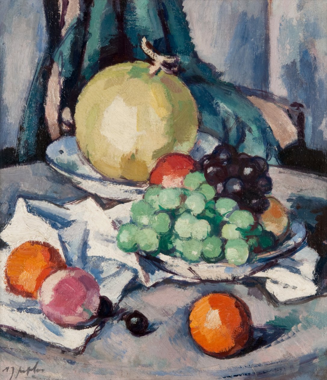 Gemengd Fruit - Meloen, Druiven en Appels, c.1926 door Samuel John Peploe