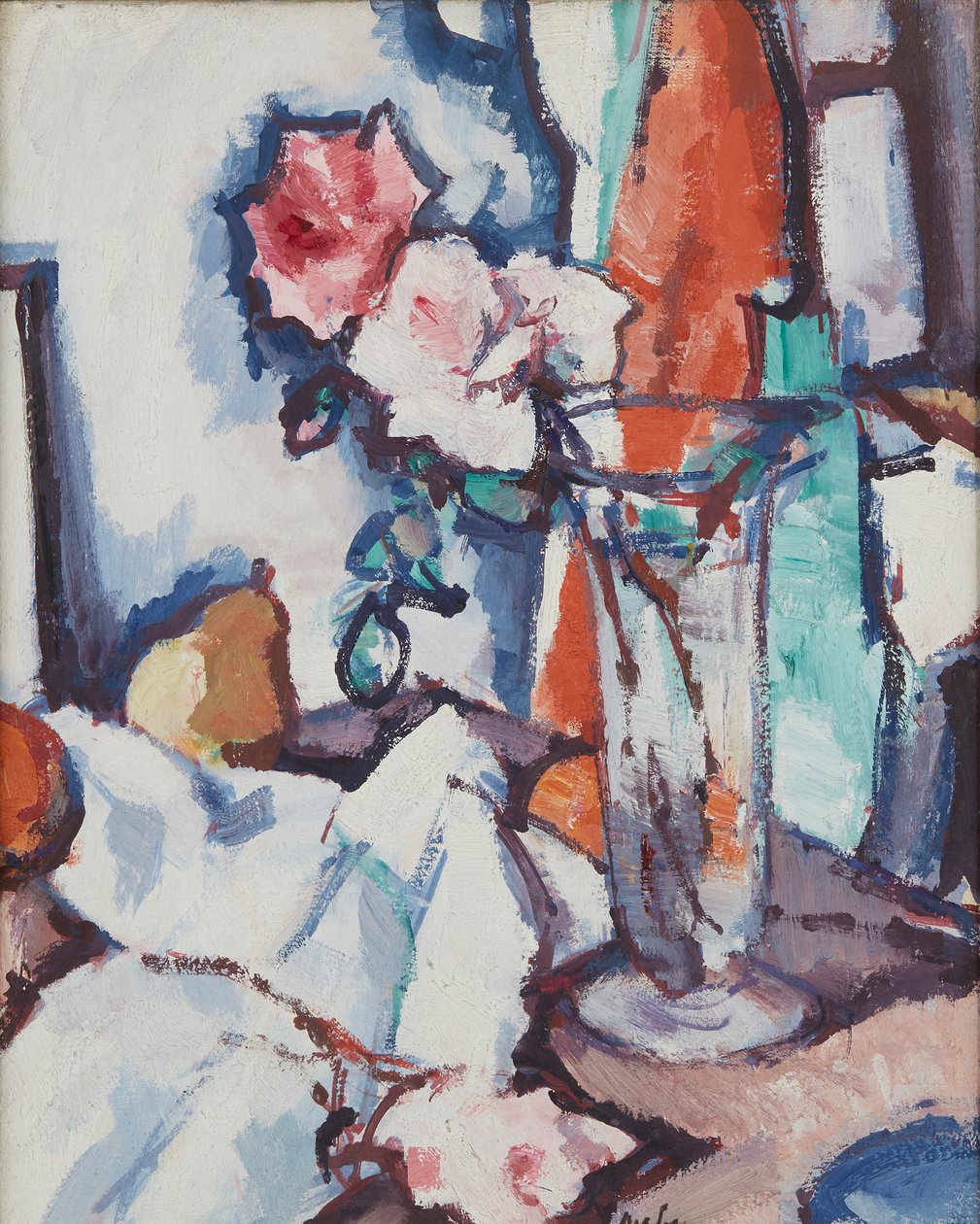 Stilleven van rozen en peer door Samuel John Peploe