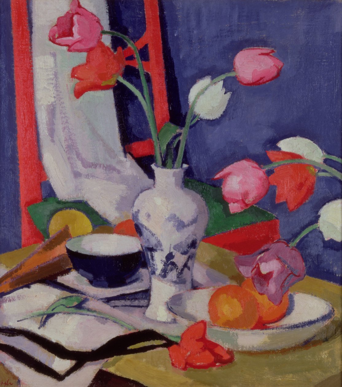 Tulpen en Fruit, ca. 1919 door Samuel John Peploe