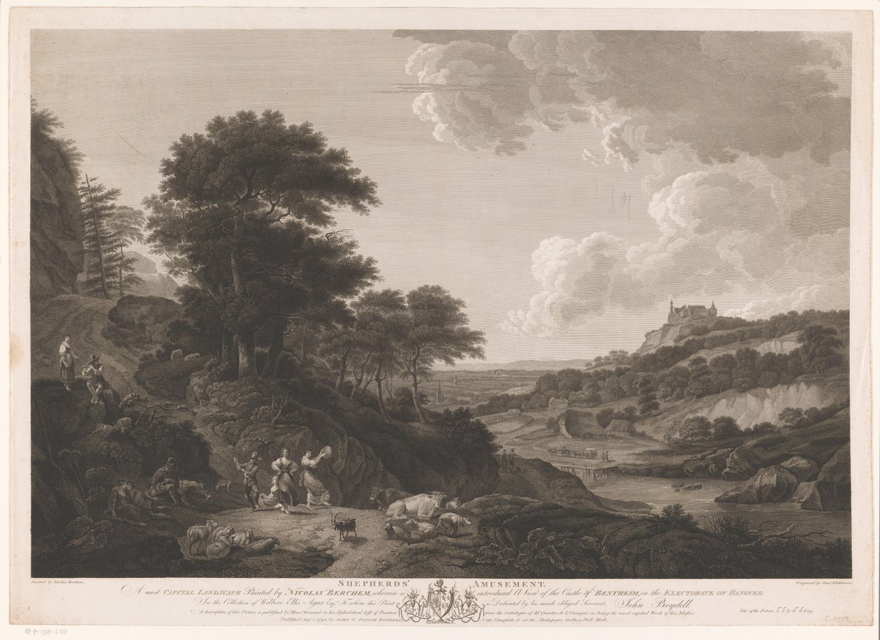 Landschap met dansende herders door Samuel Middiman