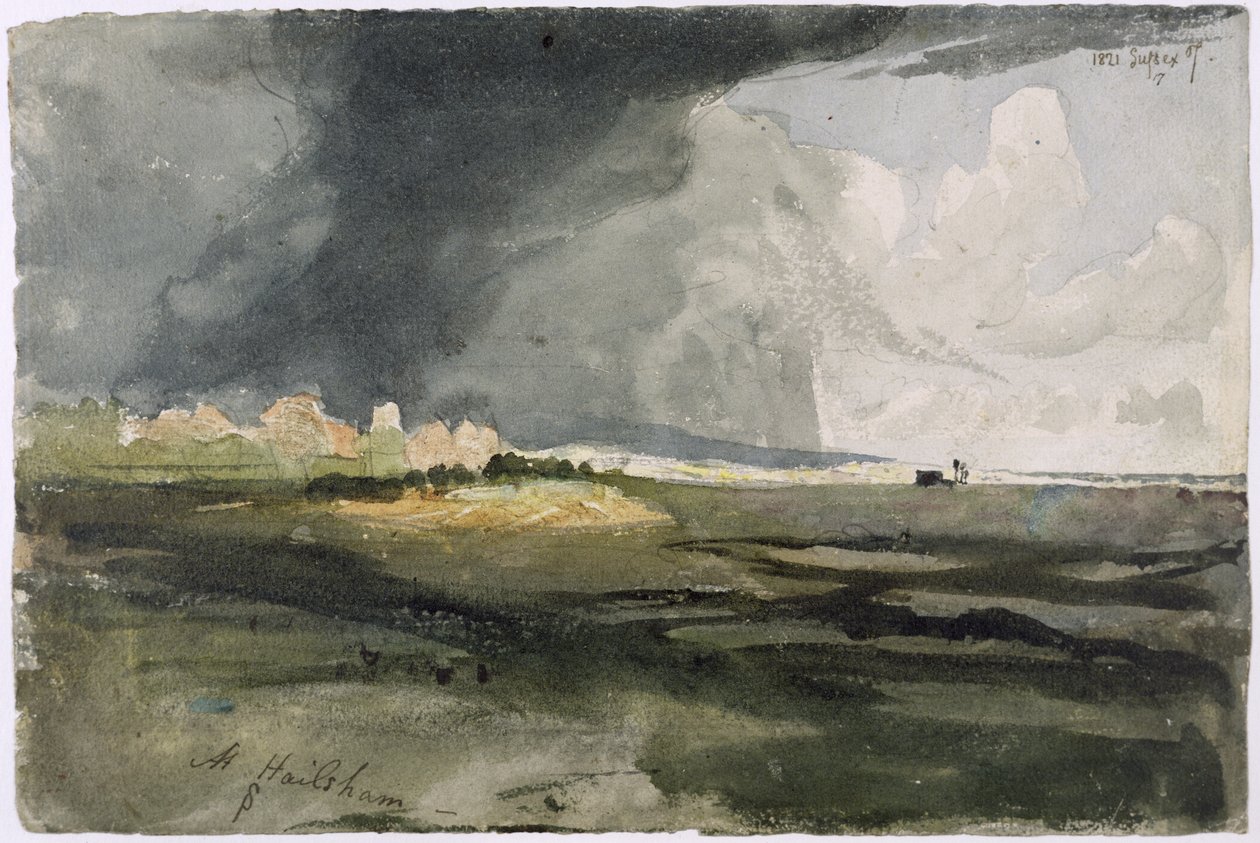 In Hailsham, Sussex: Een naderende storm, 1821 door Samuel Palmer