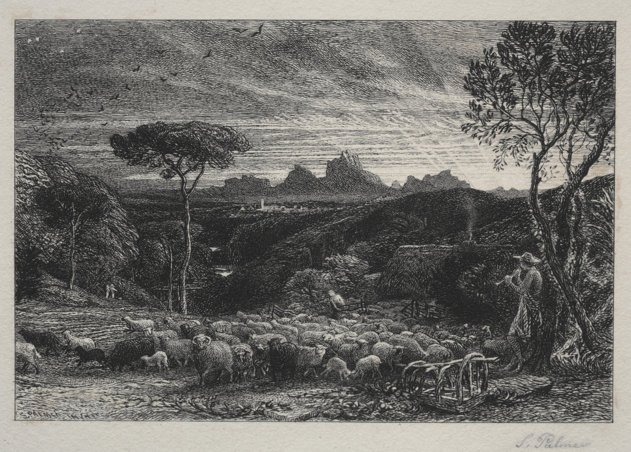 Het openen van de stal door Samuel Palmer