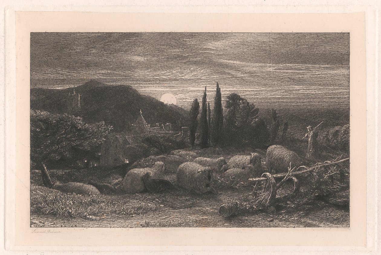 De opkomende maan door Samuel Palmer