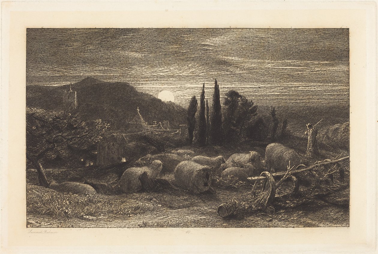 De opkomende maan door Samuel Palmer