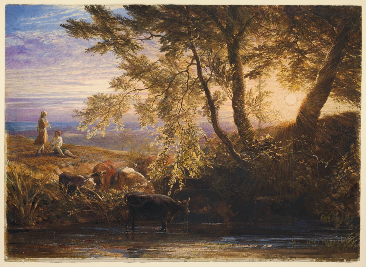 De ondergaande zon door Samuel Palmer