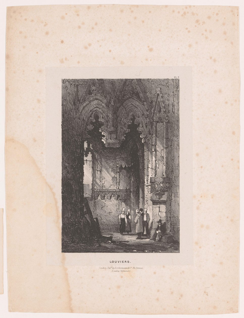 Interieur van een kerk in Louviers door Samuel Prout (attributed to)
