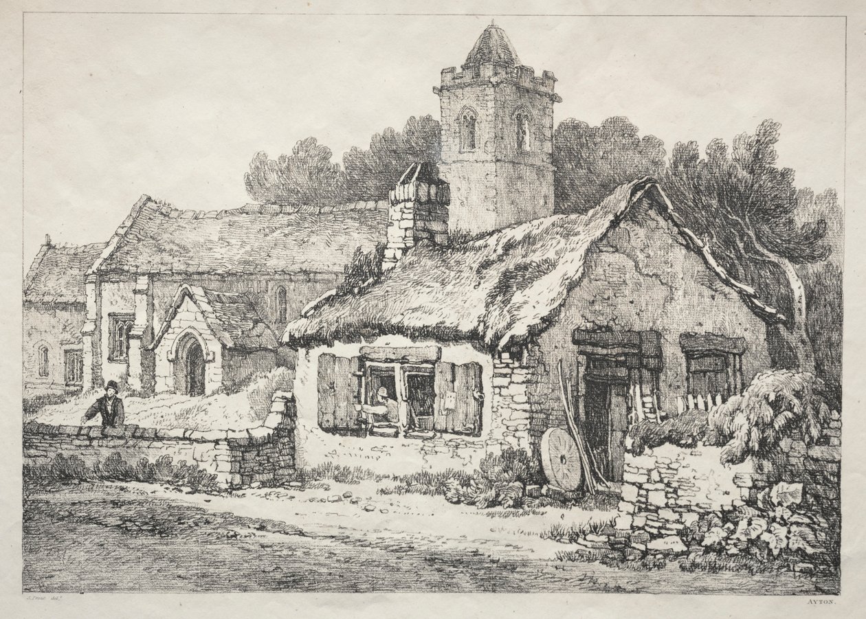 Een serie oude gebouwen en landelijke huisjes in het noorden van Engeland: Ayton, 1821 door Samuel Prout