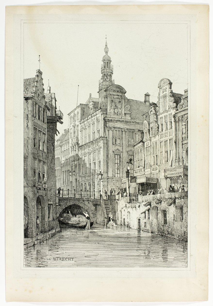 Hotel de Ville, Utrecht, uit Facsimiles van Schetsen gemaakt in Vlaanderen en Duitsland door Samuel Prout