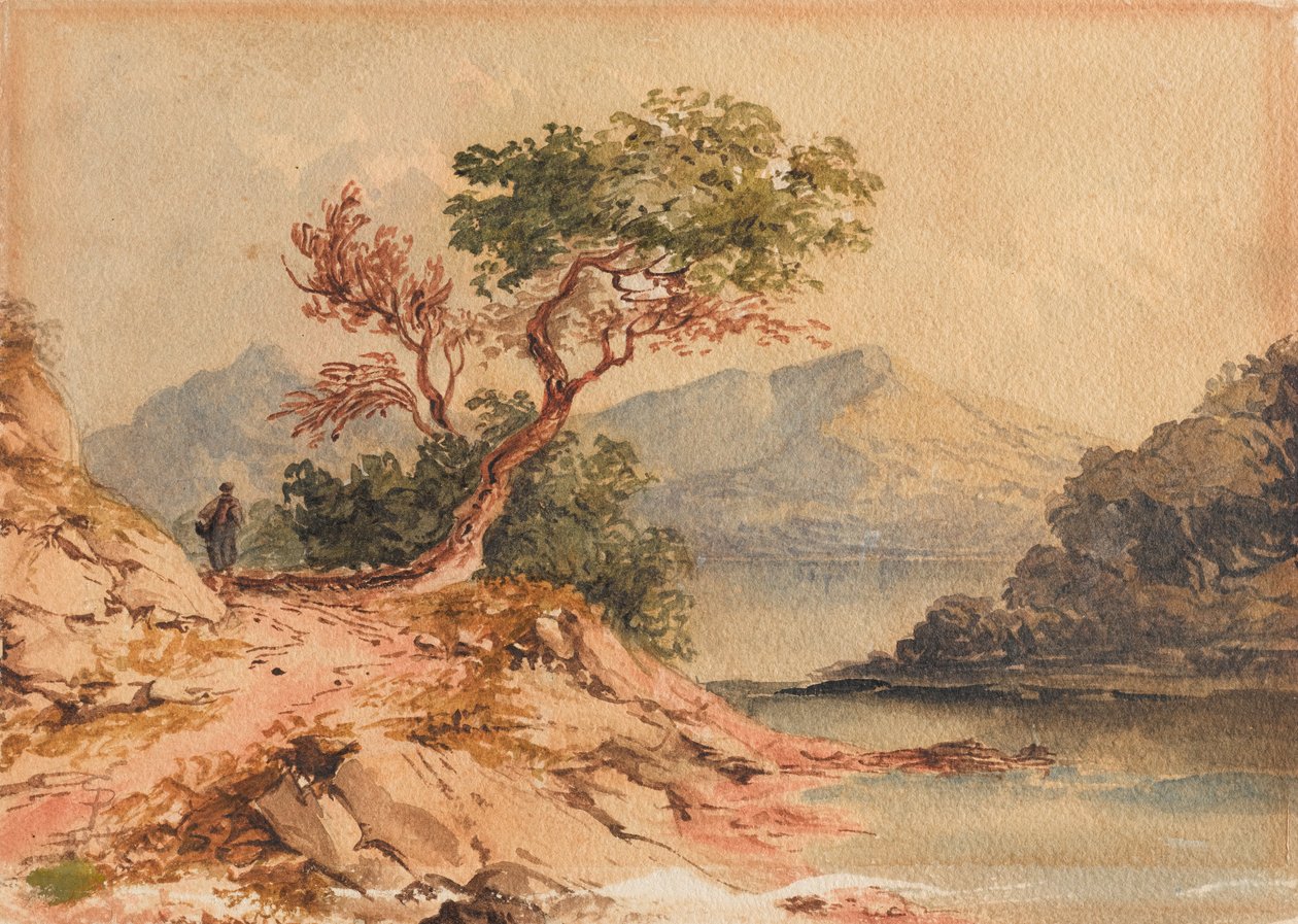 Landschap met figuur door Samuel Prout