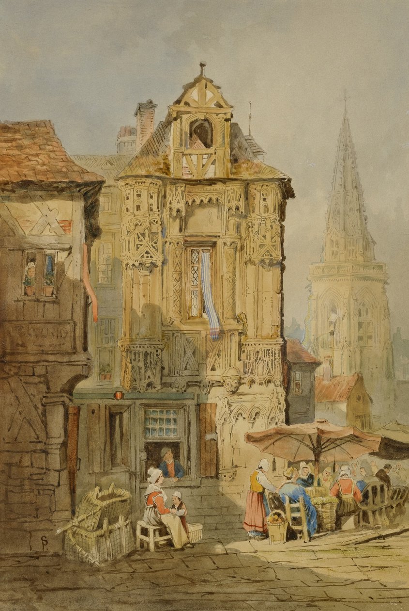 Marktplaats in Brugge door Samuel Prout