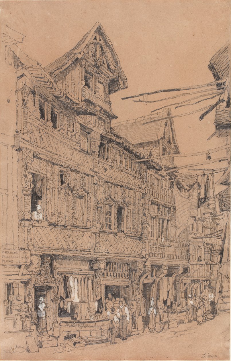 Oude straat in Lisieux, c.1820 door Samuel Prout