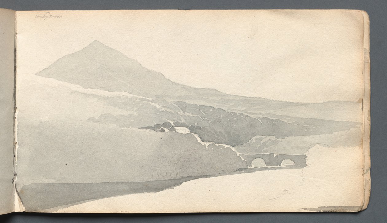 Schetsboek: Bergachtig landschap met brug, 1814 door Samuel Prout