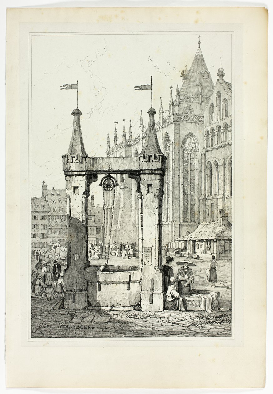 St Omer, Straatsburg, uit Facsimiles van Schetsen gemaakt in Vlaanderen en Duitsland door Samuel Prout