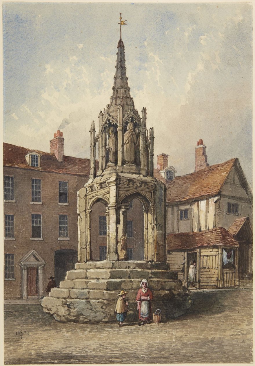 Het kruis in Leighton, Bedfordshire door Samuel Prout