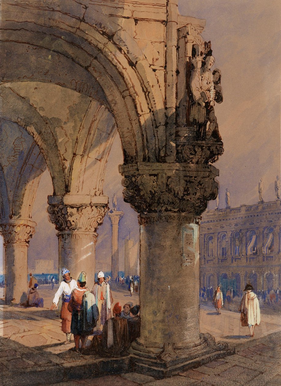 Zuilengalerij van het Dogepaleis, Venetië door Samuel Prout