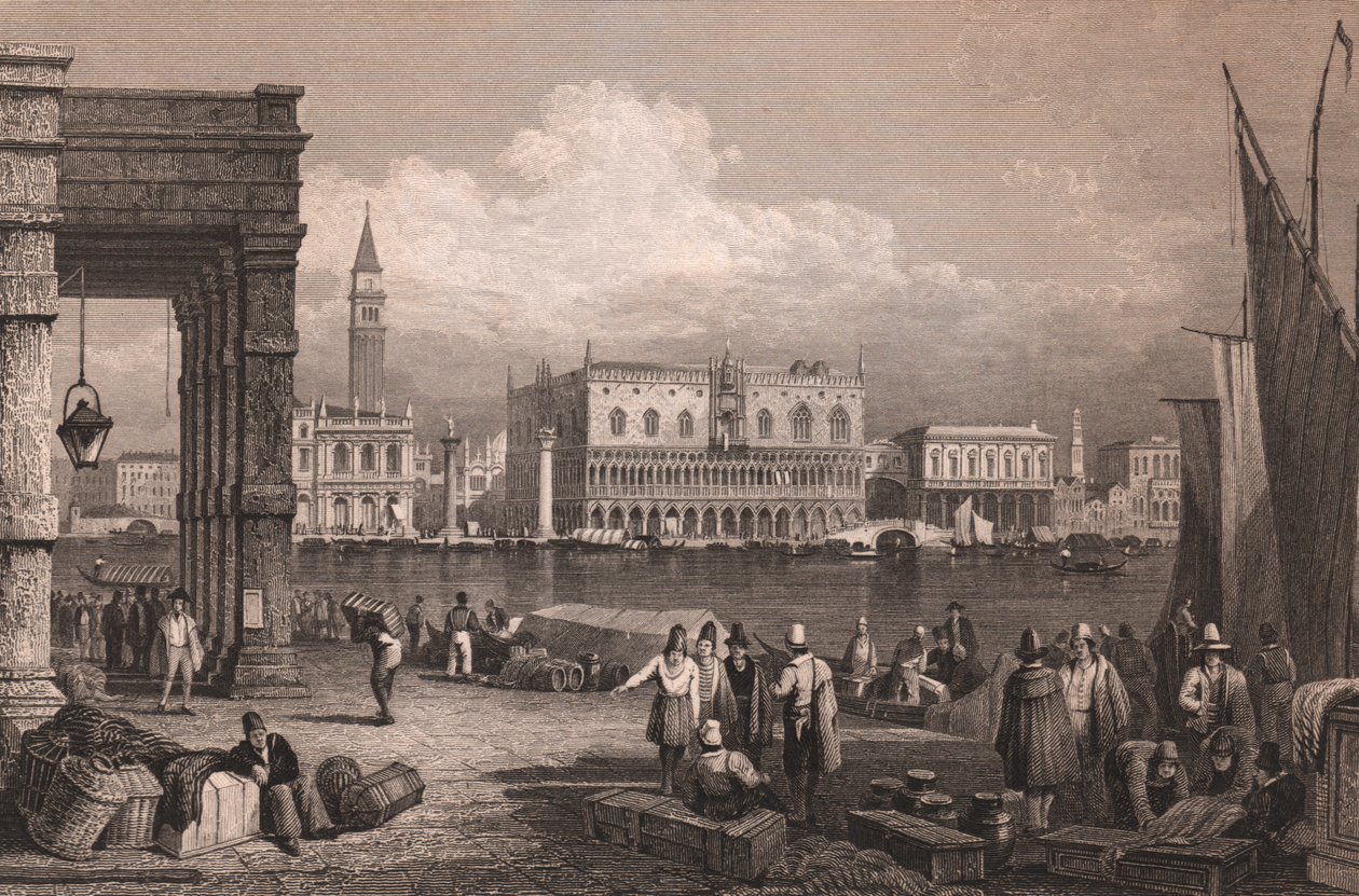 Uitzicht op het San Marcobekken in Venetië door Samuel Prout
