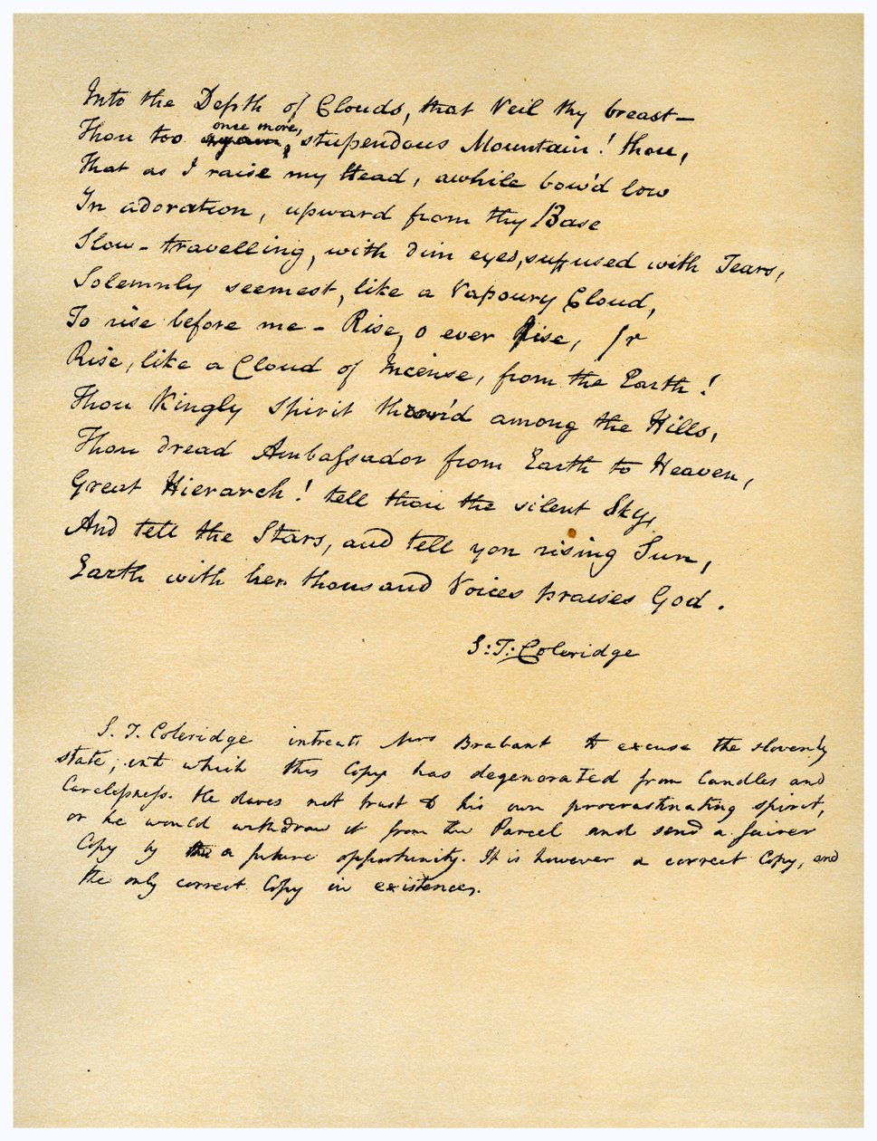 Hymne voor zonsopgang in de Vale of Chamouny, voor het eerst gedrukt in 1802 door Samuel Taylor Coleridge
